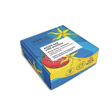 Azure Bar festes Shampoo von Nagora mit Ylang-Ylang und Erdbeere in Verpackung