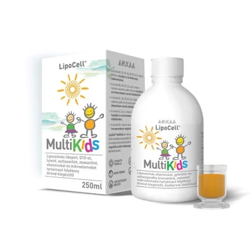 LipoCell MultiKids flüssiges Nahrungsergänzungsmittel mit Pfirsichgeschmack 250 ml