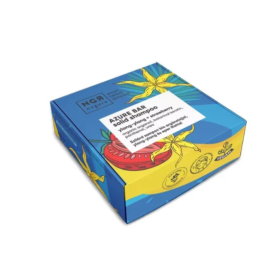 Azure Bar festes Shampoo von Nagora mit Ylang-Ylang und Erdbeere in Verpackung